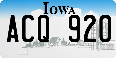 IA license plate ACQ920