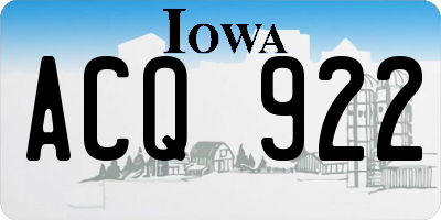 IA license plate ACQ922