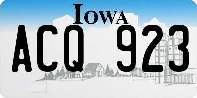 IA license plate ACQ923