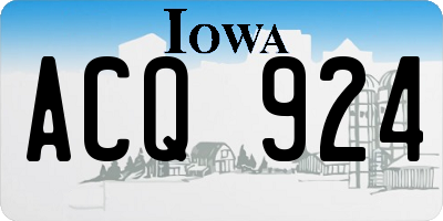 IA license plate ACQ924