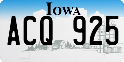 IA license plate ACQ925