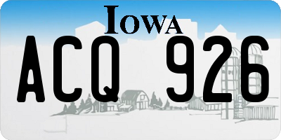IA license plate ACQ926