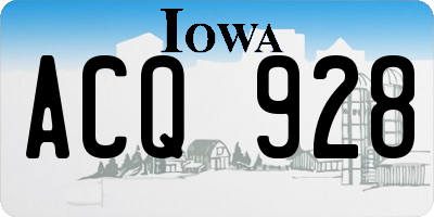 IA license plate ACQ928