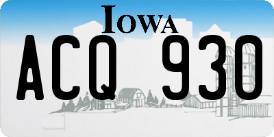 IA license plate ACQ930