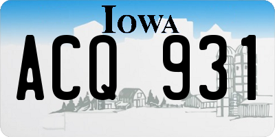 IA license plate ACQ931