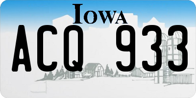 IA license plate ACQ933