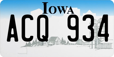 IA license plate ACQ934