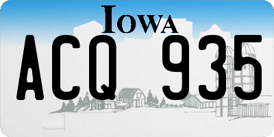 IA license plate ACQ935