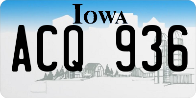 IA license plate ACQ936