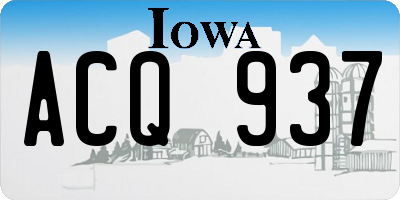 IA license plate ACQ937