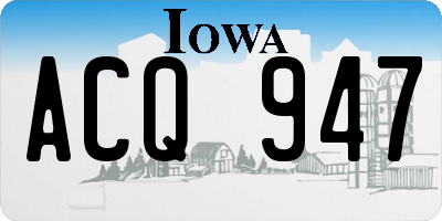 IA license plate ACQ947