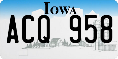 IA license plate ACQ958