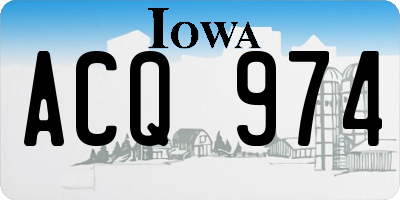 IA license plate ACQ974