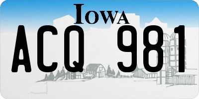 IA license plate ACQ981