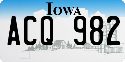 IA license plate ACQ982