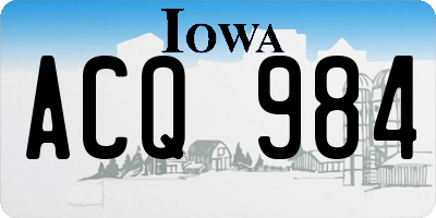 IA license plate ACQ984