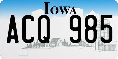 IA license plate ACQ985