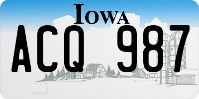 IA license plate ACQ987