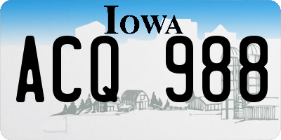 IA license plate ACQ988