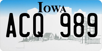 IA license plate ACQ989