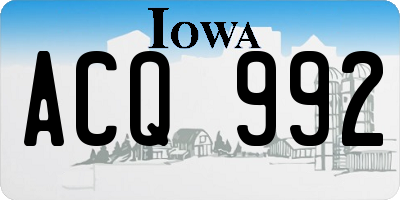 IA license plate ACQ992