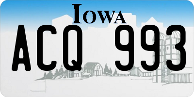 IA license plate ACQ993