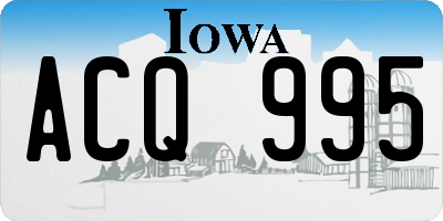 IA license plate ACQ995