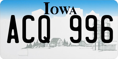 IA license plate ACQ996