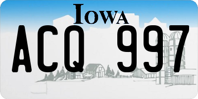IA license plate ACQ997