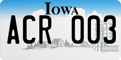 IA license plate ACR003