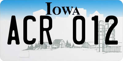 IA license plate ACR012