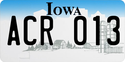 IA license plate ACR013