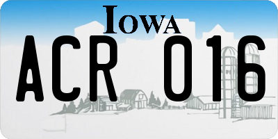 IA license plate ACR016
