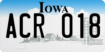 IA license plate ACR018