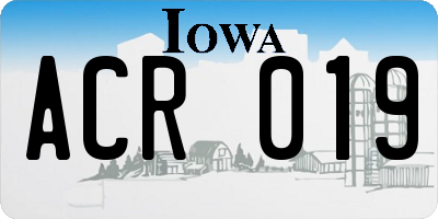 IA license plate ACR019