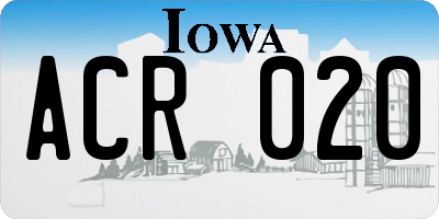 IA license plate ACR020