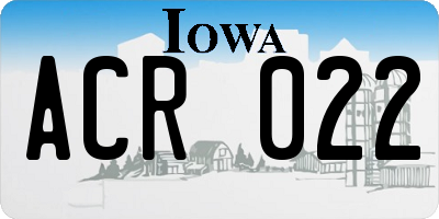 IA license plate ACR022