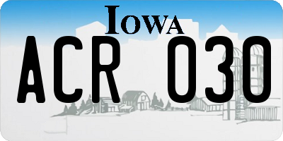 IA license plate ACR030
