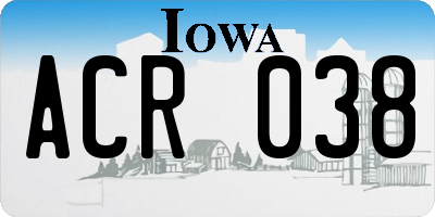 IA license plate ACR038