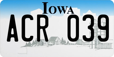 IA license plate ACR039
