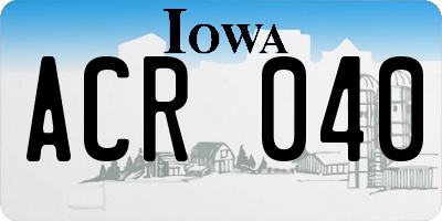 IA license plate ACR040