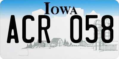 IA license plate ACR058