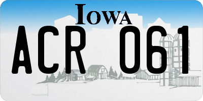 IA license plate ACR061