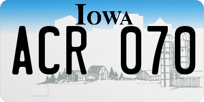 IA license plate ACR070