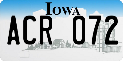 IA license plate ACR072