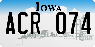 IA license plate ACR074