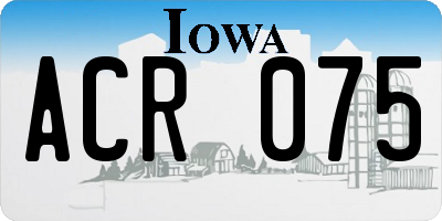 IA license plate ACR075