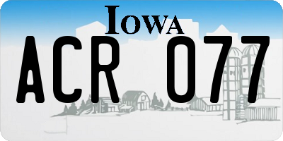 IA license plate ACR077