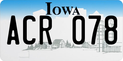 IA license plate ACR078
