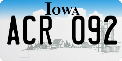IA license plate ACR092